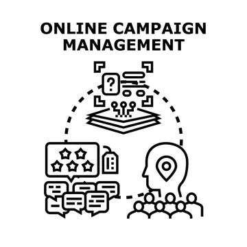 Online campaign management process optimizing digital marketing strategy Illustration