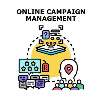 Online campaign management process optimizing digital marketing strategy Stock Illustration