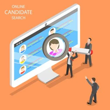Online candidate search flat isometric vector. Stock Illustration