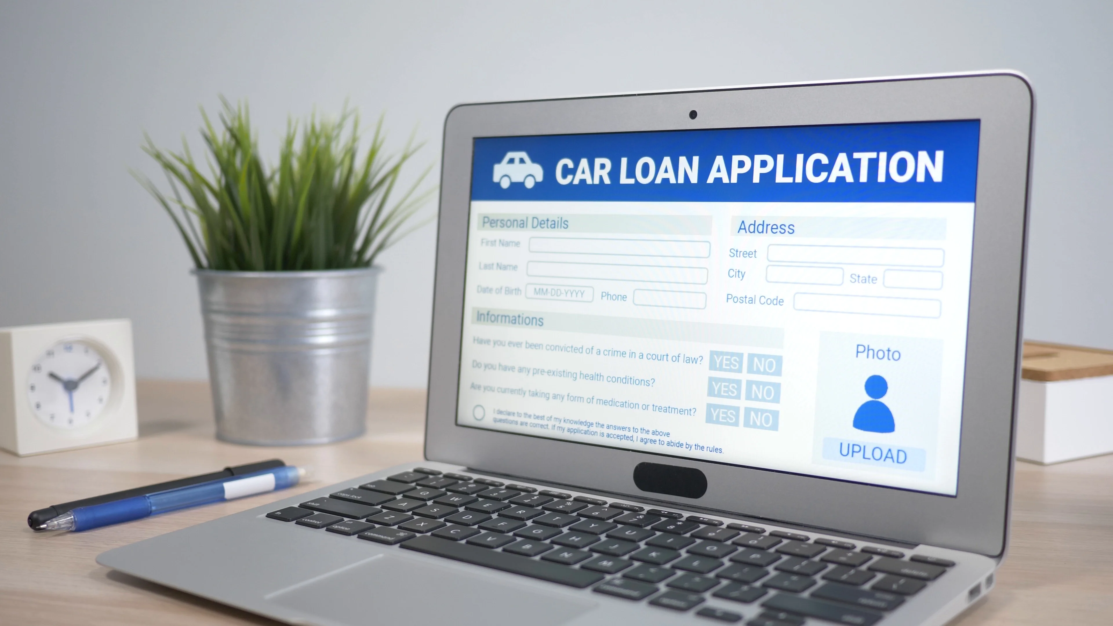 Video Online Car Loan Application Form Concept On Laptop Computer