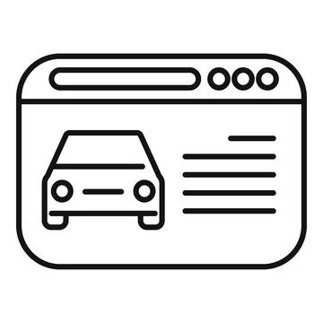 Online car search interface showing vehicle information on website Illustrazione stock
