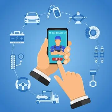 Online Car Services Concept Stock Illustration