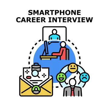 Online career interview process and remote job searching Stock Illustration