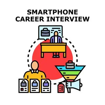 Online career interview process concept on smartphone Stock Illustration