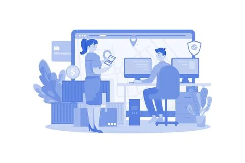 Online Cargo Illustration concept on white background Stock Illustration