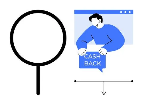 Online Cash Back Program Concept With Search and Financial Incentive Ilustración de archivo