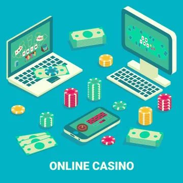 Online casino concept vector flat isometric illustration Stock Illustration