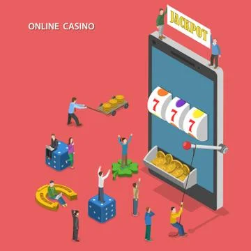 Online casino flat isometric vector concept. Stock Illustration