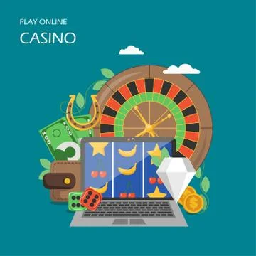 Online casino vector flat style design illustration 스톡 일러스트