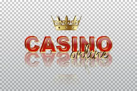 Online casino vector template. Red text with golden crown on transparent Stock Illustration