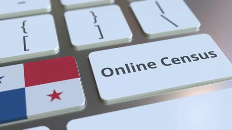 Online Census text and flag of Panama on the keyboard. Conceptual 3D animation Video stock 126613433