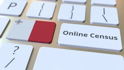 Online Census text and flag of Malta on the keyboard. Conceptual 3D animation Video stock 126613786