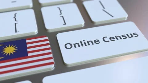 Online Census text and flag of Malaysia on the keyboard. Conceptual 3D animation Video stock 126613823