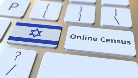 Online Census text and flag of Israel on the keyboard. Conceptual 3D animation Video stock 126614322