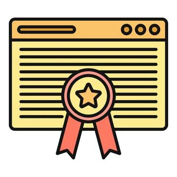 Online certificate browser showing achievement award ribbon 스톡 일러스트