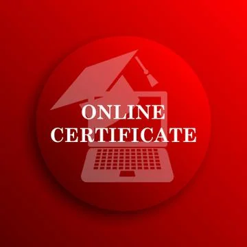 Online certificate icon. Internet button on white background.. Stock Illustration