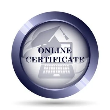 Online certificate icon. Internet button on white background.. 스톡 일러스트