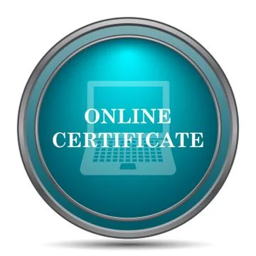 Online certificate icon. Internet button on white background.. Stock Illustration