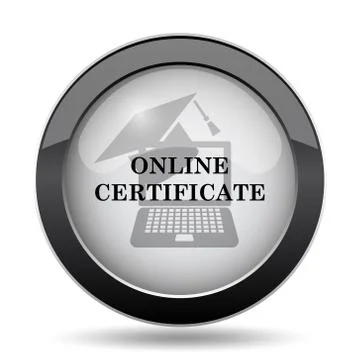Online certificate icon. Internet button on white background.. Stock Illustration