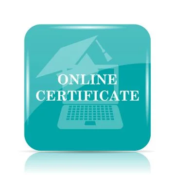 Online certificate icon. Internet button on white background.. 스톡 일러스트