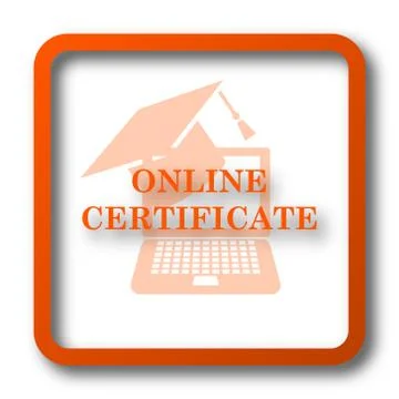 Online certificate icon. Internet button on white background.. 스톡 일러스트