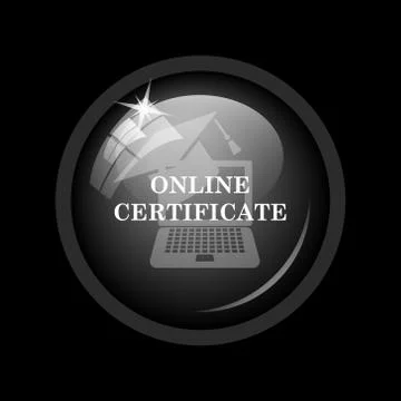 Online certificate icon. Internet button on black background. . 스톡 일러스트