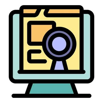 Online certificate program showing on computer screen with seal of approval Stockillustratie