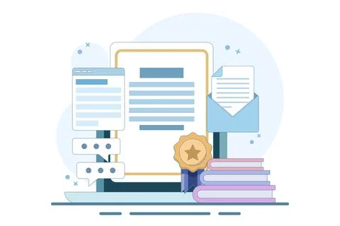 Online certification courses, Online training programs, Awards. Stock Illustration