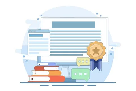 Online certification courses, Online training programs, Awards. Stock Illustration