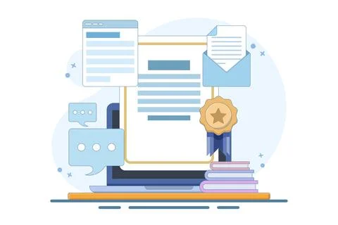 Online certification courses, Online training programs, Awards. Stock Illustration