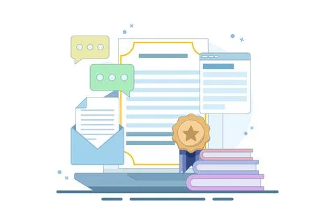 Online certification courses, Online training programs, Awards. Stock Illustration