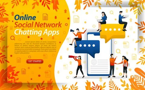 Online chat apps. social network to send messages. mobile apps for chat, conc Stock Illustration