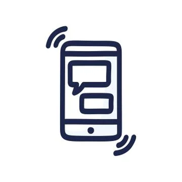 Online chat concept. Talk application logo, mobile phone with chat. doodle st Stock Illustration