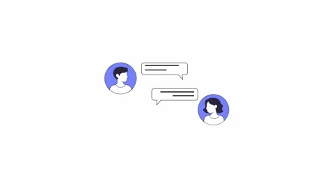 Online Chat Conversation Between Man and Woman User Profile Icons Motion Gra Stock Footage 335351562