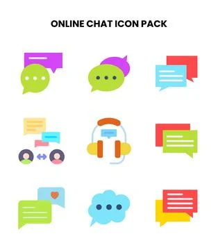 Online Chat Flat Graphics Icons Pack Stock Illustration