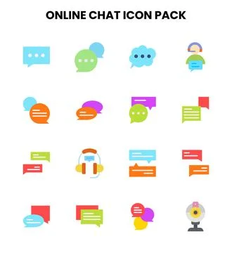 Online Chat Flat Icons Pack Stock Illustration