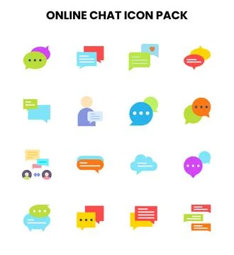 Online Chat Flat Scalable Icons Pack Stock Illustration
