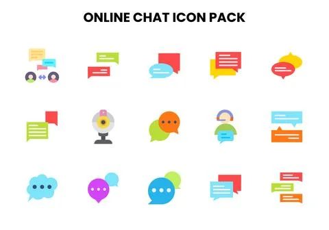 Online Chat Flat Scalable Icons Pack Stock Illustration