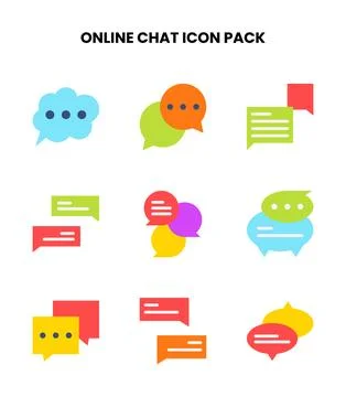 Online Chat Flat UI Icons Pack Stock Illustration
