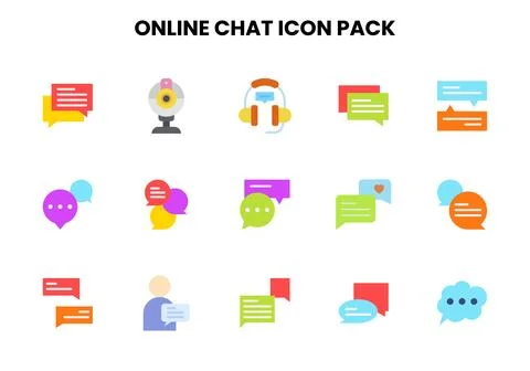 Online Chat Flat Vector Icons Pack 스톡 일러스트