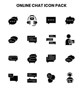 Online Chat Glyph Bundle Icons Pack Stock Illustration