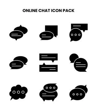 Online Chat Glyph Bundle Icons Pack Stock Illustration