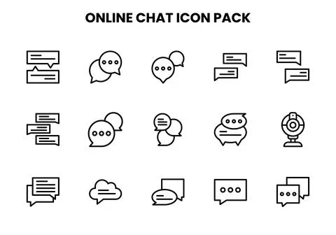 Online Chat Line Icons Pack Stock Illustration