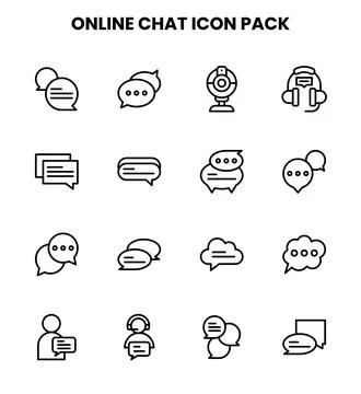 Online Chat Line Set Icons Pack Stock Illustration