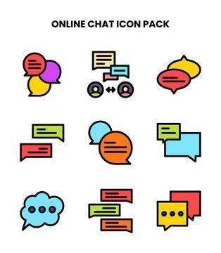 Online Chat Lineal Color Vector Icons Pack Stock Illustration