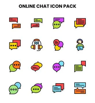 Online Chat Lineal Color Vector Icons Pack Stock Illustration