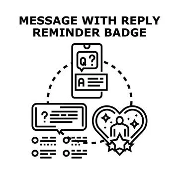 Online chat message notification with reply reminder Stock Illustration