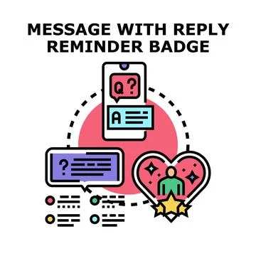 Online chat message notification with reply reminder Stock Illustration