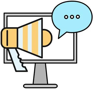 Online chat message notifications with computer sms communication, virtual talk Stock Illustration