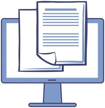Online chat message notifications with computer and vector paper documents, sms Stock Illustration